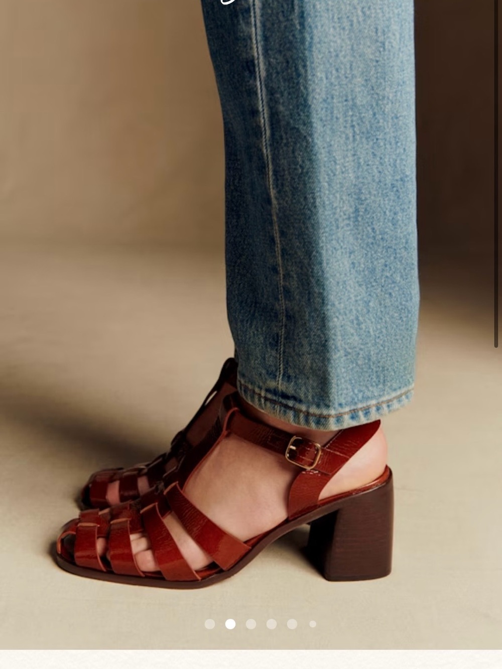 EUC Sezane Florie sandals patent caramel